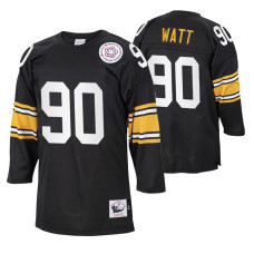 1975 Pittsburgh Steelers T.J. Watt #90 Authentic Black Throwback Jersey
