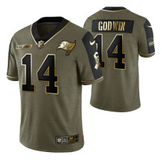 Tampa Bay Buccaneers #14 Chris Godwin Olive Gold 2021 Salute To Service Limited Jersey