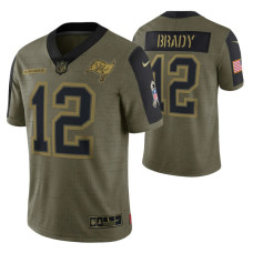 Tampa Bay Buccaneers #12 Tom Brady Olive 2021 Salute To Service Limited Jersey