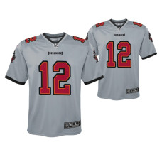 Youth Tampa Bay Buccaneers Tom Brady #12 Gray Inverted Game Jersey