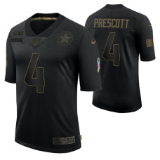 Dallas Cowboys #4 Dak Prescott Black 2020 Salute To Service Limited Jersey