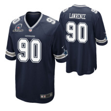 2021 NFL Playoffs Patch Dallas Cowboys DeMarcus Lawrence #90 Navy Game Jersey