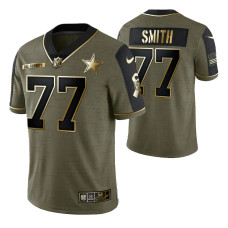 Dallas Cowboys 2021 Salute To Service Limited Tyron Smith #77 Olive Gold Jersey