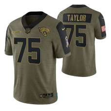 Jacksonville Jaguars Jawaan Taylor #75 Olive Short Sleeve 2021 Salute To Service Limited Jersey