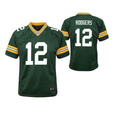 Green Bay Packers Aaron Rodgers #12 Green Game Youth Jersey