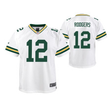 Green Bay Packers Aaron Rodgers #12 White Game Youth Jersey