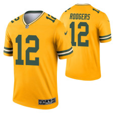 Green Bay Packers Aaron Rodgers #12 Gold Inverted Legend Jersey
