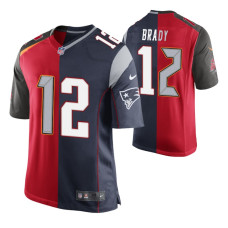 New England Patriots #12 Tom Brady Split Navy Red Goat Jersey