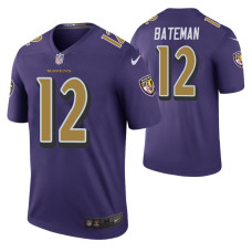 2021 NFL Draft Baltimore Ravens #12 Rashod Bateman Purple Color Rush Legend Jersey