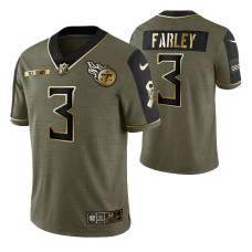Tennessee Titans #3 Caleb Farley Olive Gold 2021 Salute To Service Limited Jersey