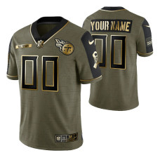 Tennessee Titans #0 Custom Olive Gold 2021 Salute To Service Limited Jersey