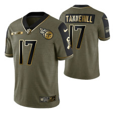 Tennessee Titans #17 Ryan Tannehill Olive Gold 2021 Salute To Service Limited Jersey