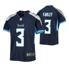 Tennessee Titans Caleb Farley #3 Navy Game Youth Jersey
